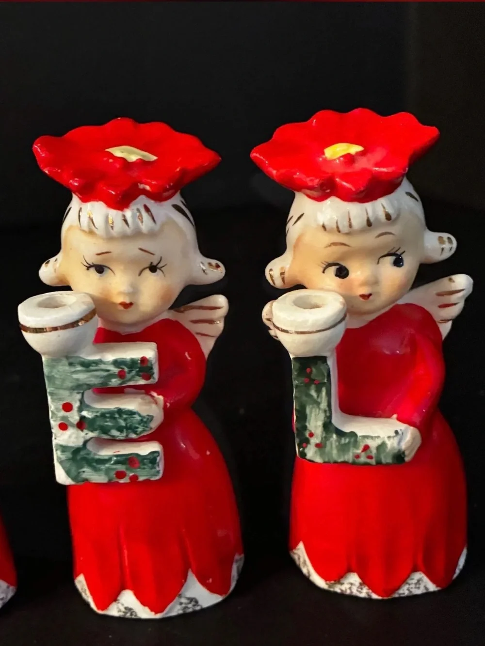 Vintage Mid Century Modern/MCM Commodore NOEL Poinsettia Head Candle Holders